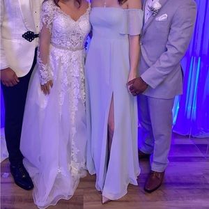 Baby blue bridesmaid dress